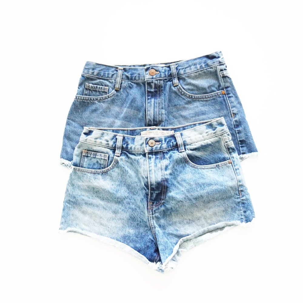 Zara TRF High Waist Denim Jean Shorts Lot of 2 4
